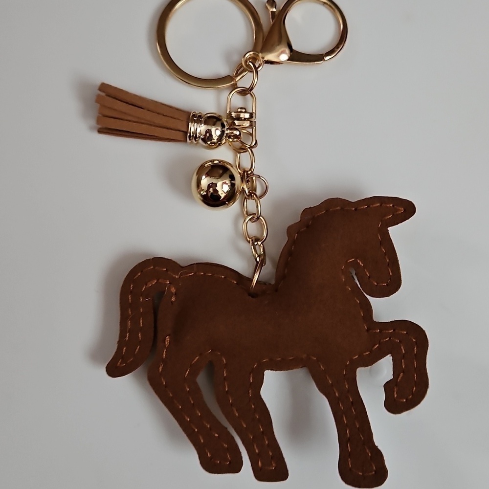 Unicorn Rhinestone Encrusted Bag Charm Key Chain with Tassel New - Picture 4 of 4